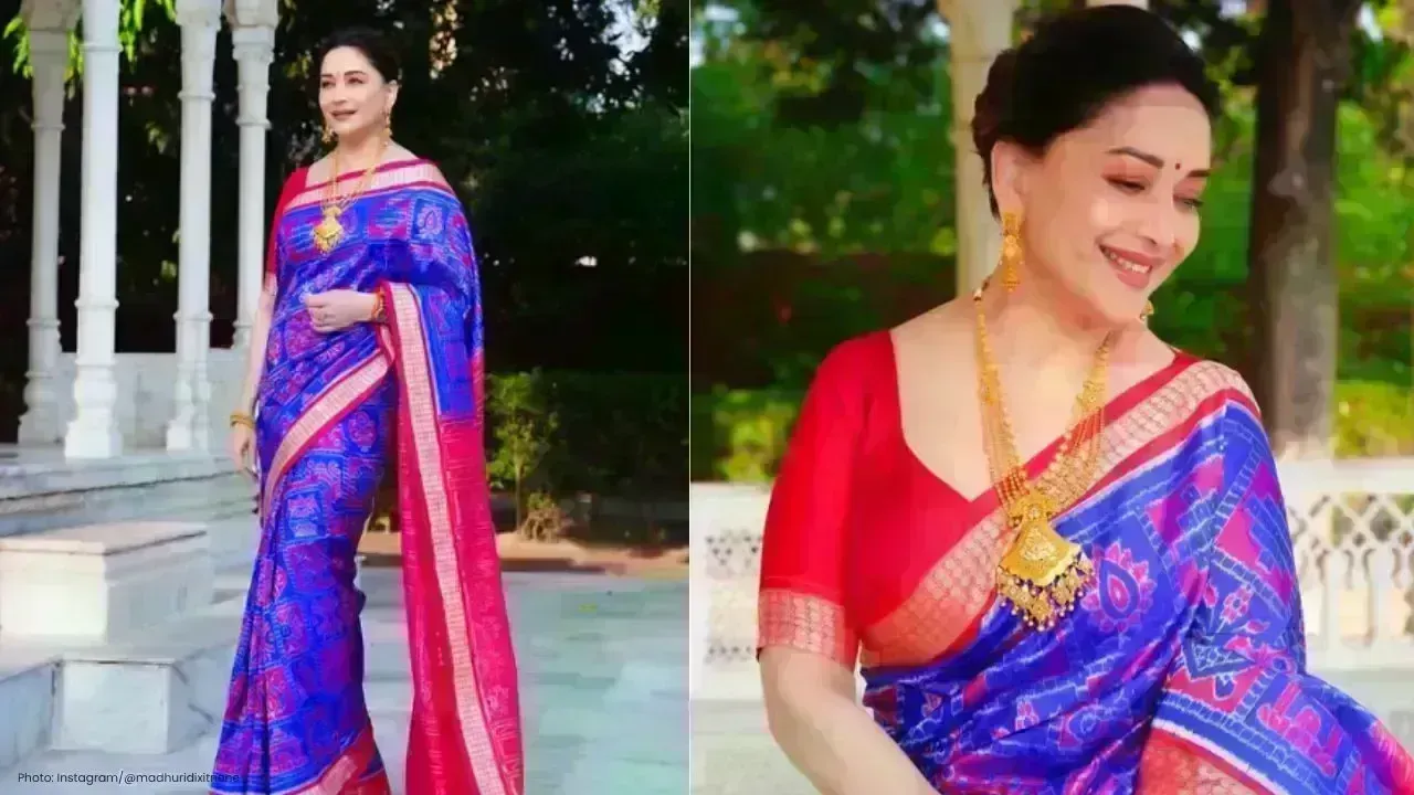 Madhuri Dixit Graces in Stunning Handloom Saree at 58