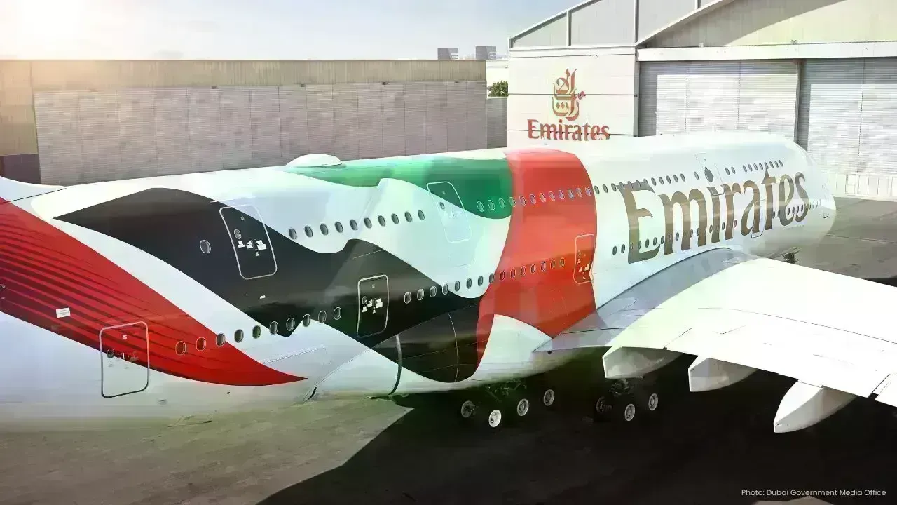 Emirates Airlines Showcases UAE Flag Livery on Airbus A380